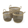 69583 - Triopas 15.7L x 15.7W x 13.4H (Set of 3) Medium Brown Seagrass Round Basket W/ Handles 