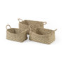 69588 - Emra (Set of 3) Light Brown Seagrass Rectangular Basket W/ Handles