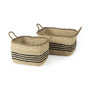 69590 - Emma (Set of 2) Light Brown Seagrass Rectangular Basket W/ Black Stripes