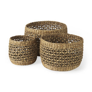 Dakota (Set of 3) Medium Brown Seagrass Round Basket 