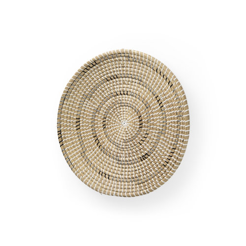 69602 - Avel  18.0L x 18.0W x 3.0H  Light Brown Seagrass W/Dark Brown String Round Wall Hanging Plate