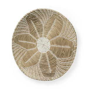 Mekhi 24.0L x 24.0W x 3.5 Light Brown Seagrass W/White String Round Wall Hanging Plate