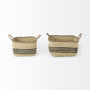 69590 - Emma (Set of 2) Light Brown Seagrass Rectangular Basket W/ Black Stripes
