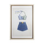 13924 - Swimsuit Blue  by Mercana Studio a Hand Embellished Textured Framed Art Print Matted under Glass