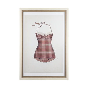 Swimsuit Pink by Mercana Studio a Hand Embellished Textured Framed Art Print Matted under Glass