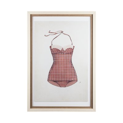 13925 - Swimsuit Pink by Mercana Studio a Hand Embellished Textured Framed Art Print Matted under Glass