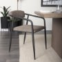 67617 - Langston Brown Faux-Leather Seat Black Iron Frame Dining Chair