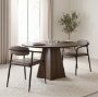 67617 - Langston Brown Faux-Leather Seat Black Iron Frame Dining Chair