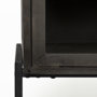 69010 - Arelius  36L x 18W Black-Brown Wood, Black Metal Base w/ 2 Glass Doors Accent Cabinet 