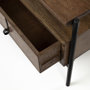 69016 - Glenn II 54x30 Dark Brown Wood w/ Black Iron Frame, Rectangle 3 Drawers Coffee Table