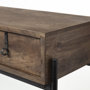 69017 - Glenn III 56L x 14W Dark Brown Wood w/ Black Iron Frame, 4 Drawer Console Table