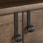 69018 - Glenn IV Dark Brown Wood w/ Black Iron Frame Media Console w/ Storage, TV Stand for TV up to 71"
