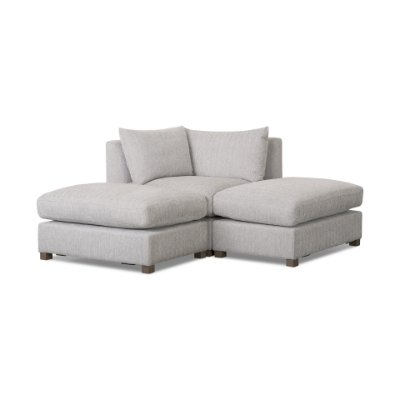 69567-E - Valence 3 Piece (W/ 2 x Ottoman) Light Gray Modular Sofa Set