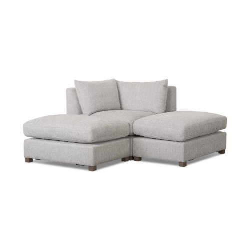 69567-E - Valence 3 Piece (W/ 2 x Ottoman) Light Gray Modular Sofa Set