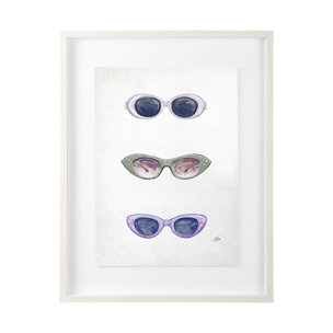 Sunglass Collection I by Mercana Studio Hand Embellished Textured Framed Art Print Matted under Glas