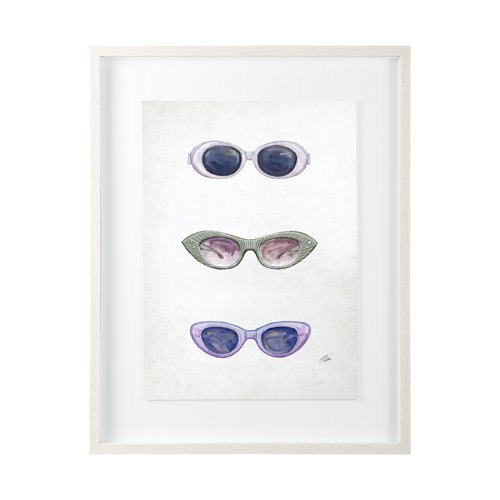 13955 - Sunglass Collection I by Mercana Studio Hand Embellished Textured Framed Art Print Matted under Glas
