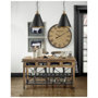 67103 - Stuart I Brown Solid Wood Top Two-Tier Black Metal Rolling Kitchen Island 