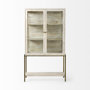 69301 - Arelius 36L x 18.75W x 63H White Wood W/ Gold Metal Base Display Cabinet