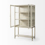 69301 - Arelius 36L x 18.75W x 63H White Wood W/ Gold Metal Base Display Cabinet