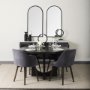 68320 - Ronald II Grey Velvet Wrap Black Wooden Base Dining Chair