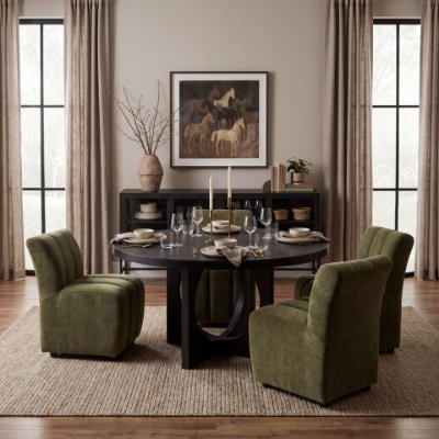 69185 - Liesl 54" Black Wood W/ Circular Top Dining Table