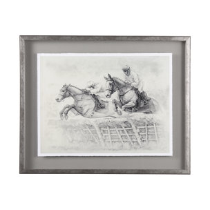 Horse Racing II by Mercana Studio a Hand Embellished Textured Framed Art Print Matted under Glass