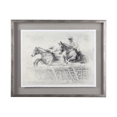 13942 - Horse Racing II by Mercana Studio a Hand Embellished Textured Framed Art Print Matted under Glass