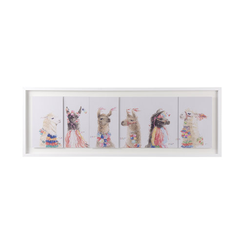 13999 - Lama Party IV by Panpan a Framed Art Print Matted under Glass