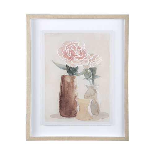 14024 - Boho Flowers I by Mercana Studio a Hand Embellished Textured Framed Art Print Matted under Glass