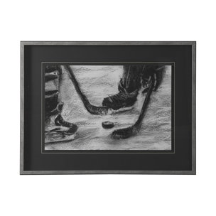 Sports Collection Hockey by Mercana Studio Hand Embellished Framed Art Print Matted under Glass