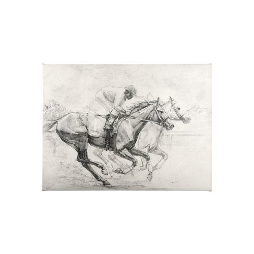 101982-S - Horse Racing I by Mercana Studio a Hand Embellished Textured Canvas