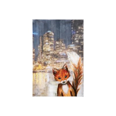 102027-S - City Fox by Mercana Studio a Hand Embellished Textured Canvas