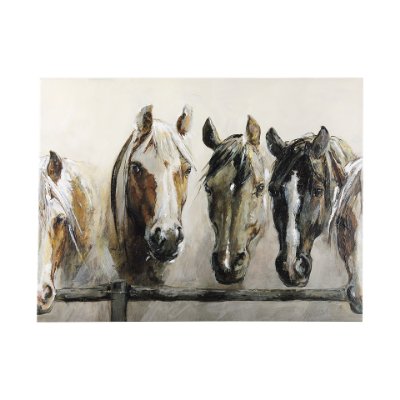 102054-L - Horses by Natali a Hand Embellished Textured Canvas