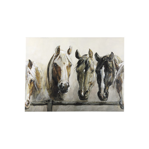102054-S - Horses by Natali a Hand Embellished Textured Canvas