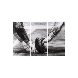 Sports Collection Football 3 Piece Triptych (S) by Mercana Studio a Hand Embellished Textured Canvas