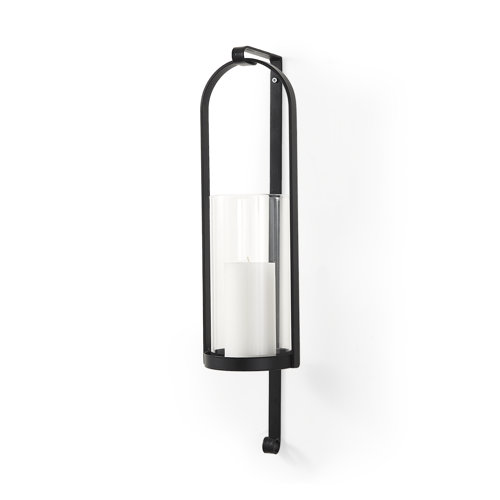 69488 - Kero 5.9L x 6.9W x 24.0H Black Metal Wall Candle Holder