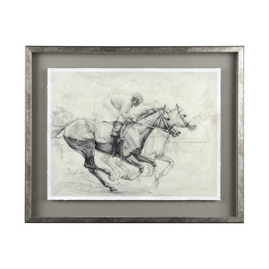 Horse Racing I by Mercana Studio a Hand Embellished Textured Framed Art Print Matted under Glass