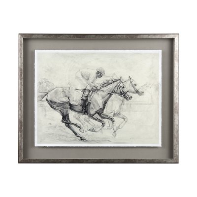 13941 - Horse Racing I by Mercana Studio a Hand Embellished Textured Framed Art Print Matted under Glass