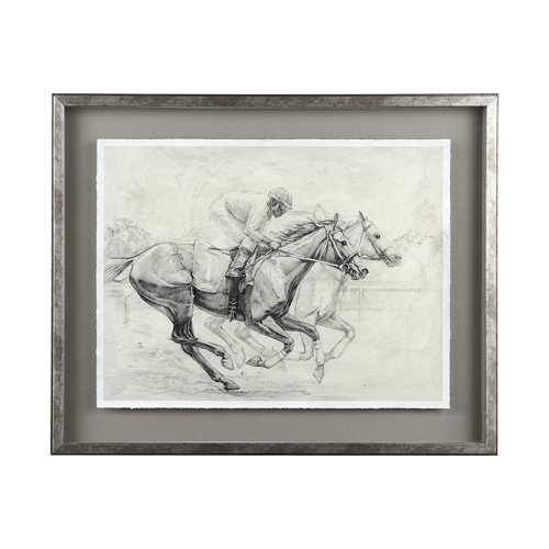 13941 - Horse Racing I by Mercana Studio a Hand Embellished Textured Framed Art Print Matted under Glass