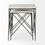 69247-AB - Lorlei 20.0L x 20.0W x 23.8H White Marble Top W/ Gray Iron Legs End and Side Table