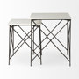 69247-AB - Lorlei 20.0L x 20.0W x 23.8H White Marble Top W/ Gray Iron Legs End and Side Table