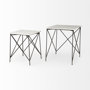 69247-AB - Lorlei 20.0L x 20.0W x 23.8H White Marble Top W/ Gray Iron Legs End and Side Table