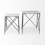 69247-AB - Lorlei 20.0L x 20.0W x 23.8H White Marble Top W/ Gray Iron Legs End and Side Table
