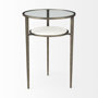 69254-AB - Felicity 15.8L X 15.8W X 22.5H Glass Top W/ White Marble Shelf and Antique Gold Base End/Side Table
