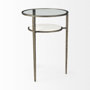 69254-AB - Felicity 15.8L X 15.8W X 22.5H Glass Top W/ White Marble Shelf and Antique Gold Base End/Side Table