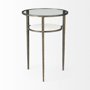69254-AB - Felicity 15.8L X 15.8W X 22.5H Glass Top W/ White Marble Shelf and Antique Gold Base End/Side Table
