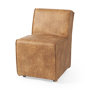 69614 - Damon 19.8L x 26.3W x 31.8H Cognac Brown Faux Leather Dining Chair