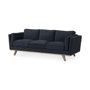 69621 - Brooks 90.2L x 34.8W x 33.5H Navy Blue Fabric Three Seater Sofa W/ Medium Brown Wooden Legs