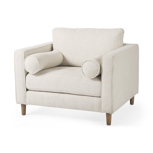 69623 - Loretta 40.7L x 36.2W x 33.9H Cream Fabric Chair W/ Two Bolster Cushions