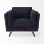 69618 - Brooks 41.7L x 34.8W x 33.5H Navy Blue Fabric Chair W/ Medium Brown Wooden Legs